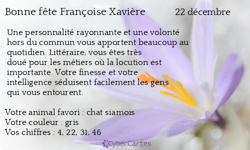 Carte bonne fête Françoise Xavière